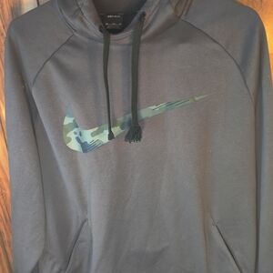 Nike Men's Gray Hoodie with Camo Logo